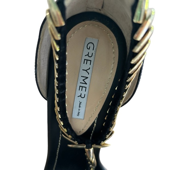 GREYMER NEW heels black and gold, beautiful chain details size 40 - Picture 4 of 6